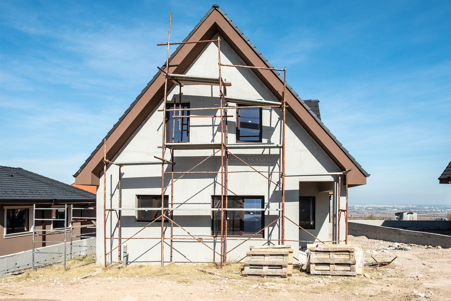 eingerüstetes Einfamilienhaus